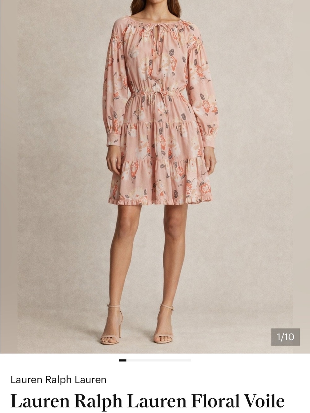 Lauren Ralph Lauren Pink Floral Tiered Mini Dress